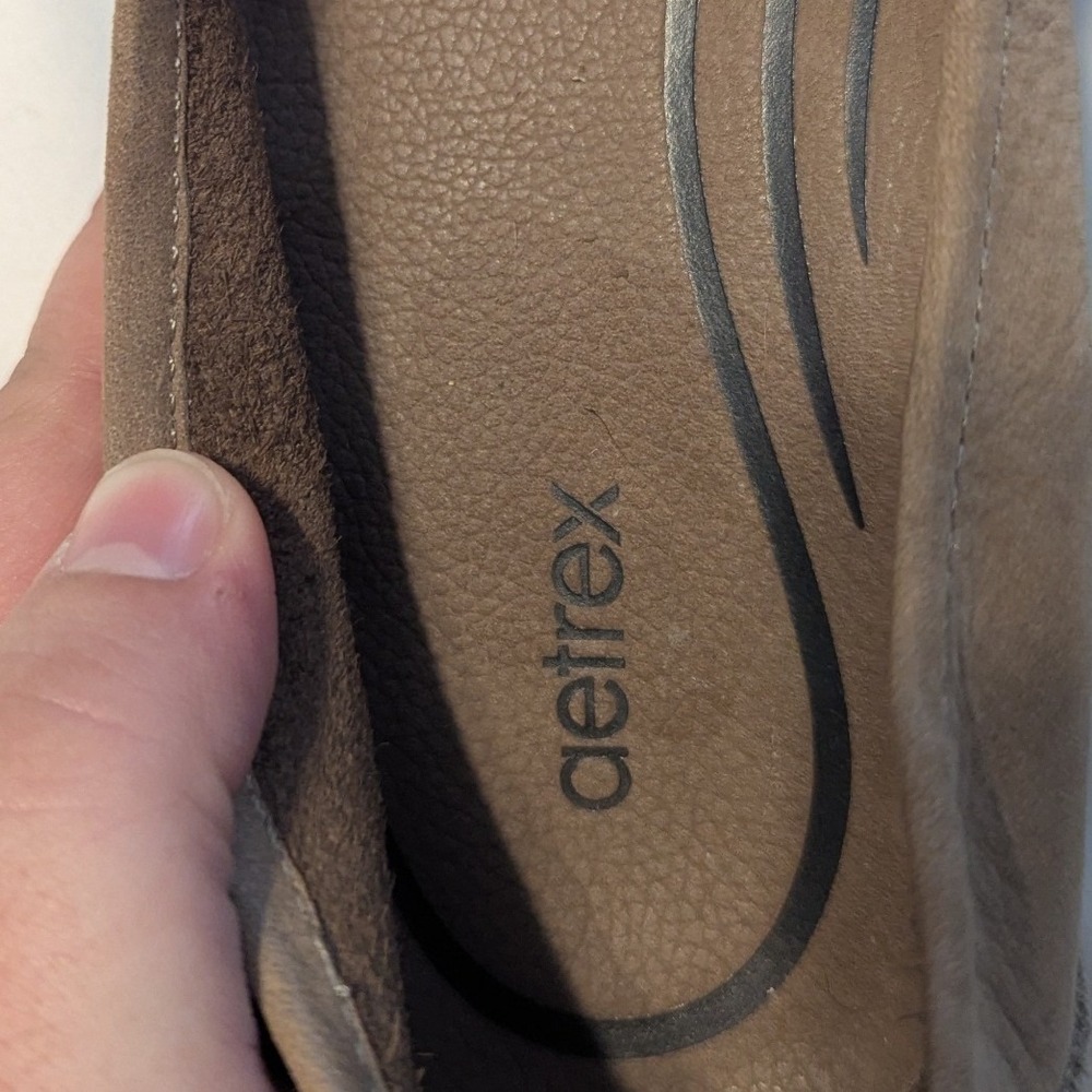 Aetrex Women's 8.5 Brianna Ballet Flats Taupe Brown Leather Orthotic Slip-On - Picture 6 of 8